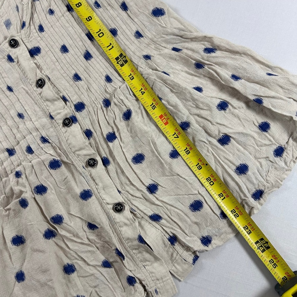Maeve Saona Swing Tank Womens 0 Beige Blue Polka Dot Peplum Boho Anthropologie - Picture 6 of 7